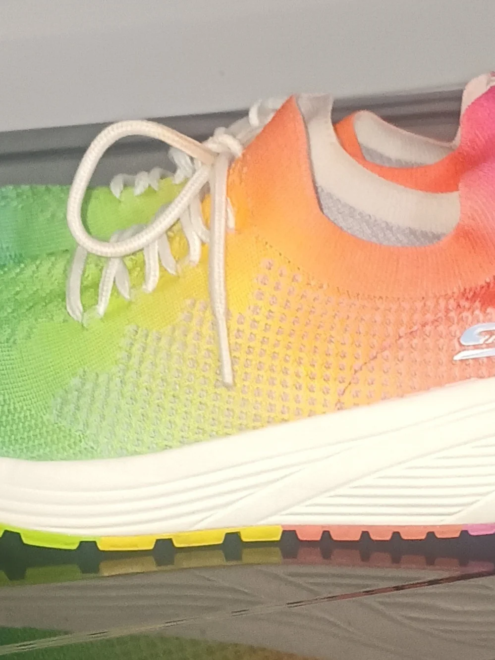 Skechers Kids Rainbow Gradient Lace-Up Sneakers - Blue/Green/Yellow/Orange/Pink